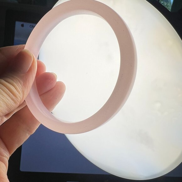 Soft Pink Translucent Rose Quartz Bangle Bracelet Even Color Smooth & Uniform - Picture 5 of 8